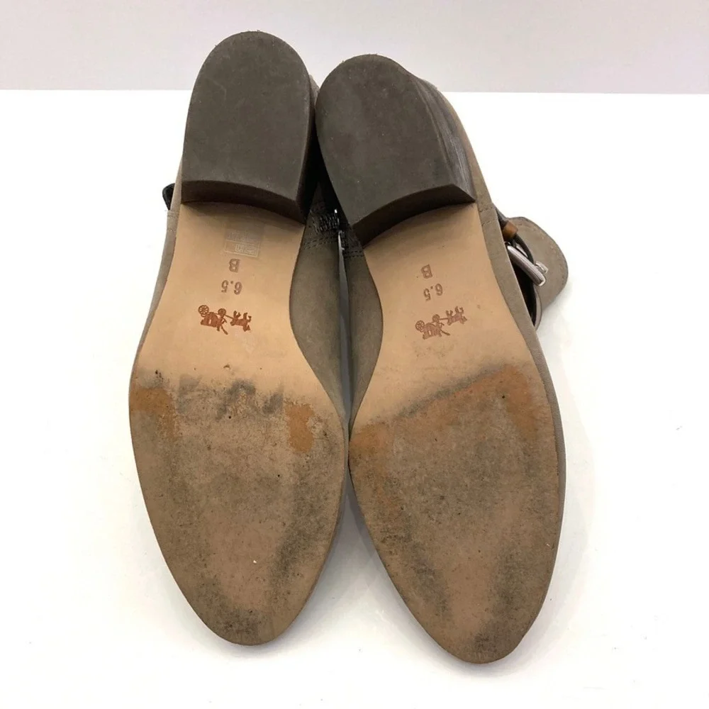 Coach Pauline Taupe Suede Ankle Booties Boots Womens 6.5M A8984 Zip Close